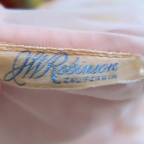 Vintage 50s JW Robinson Youngland Nylon Sheer Pink Peter Pan Collar Party Dress - Picture 5 of 8